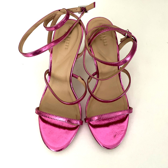 Ted Baker Sophia Pink Metallic Strappy Leather Sandal Wraparound Open Toe 7.5 38 - Picture 4 of 7